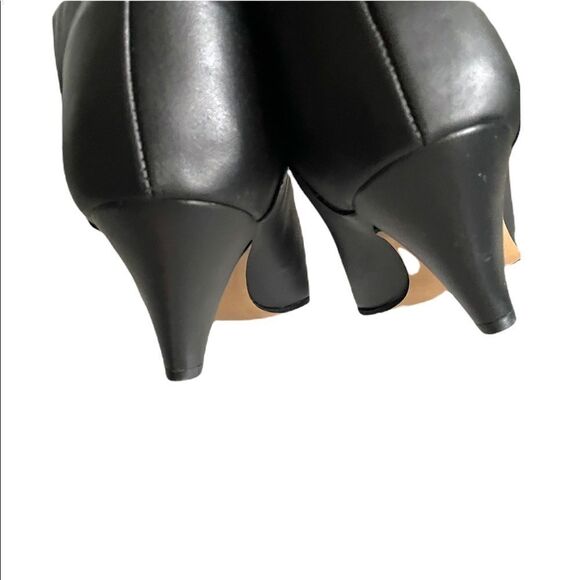 Leather Mid-Calf Sherpa Lined Heeled Boots Buckle Winter Black 10 - Picture 9 of 14